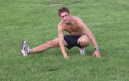 Sean McLaughlin stretches before the run