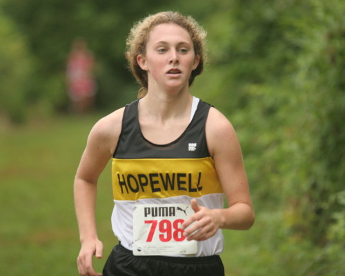 Winner Marissa Greco, Hopewell Valley, in the back fields