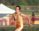 Chris Steliga in the 400m as the sun goes down